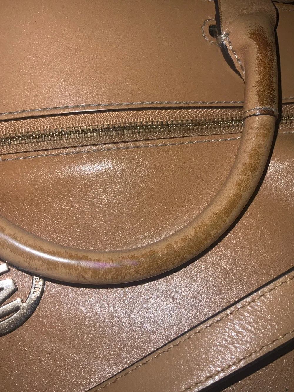 Michael Kors Blue Suede Crossbody Satchel with Tan Leather Trim